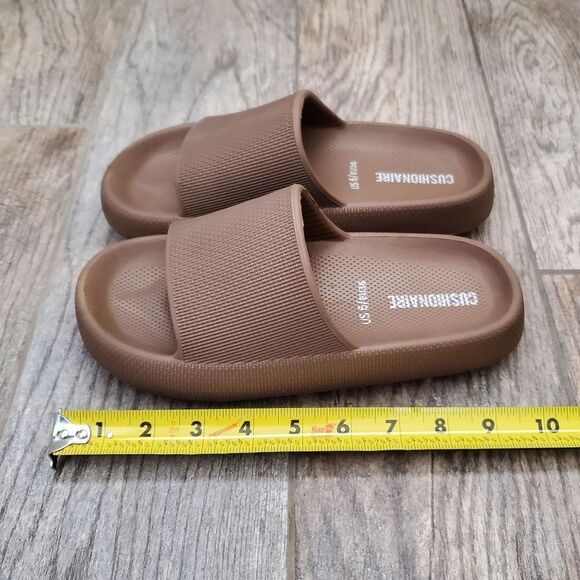 Cushionaire Feather Cloud Recovery Slide Sandals with +Comfort Brown Size 6 - Picture 9 of 9